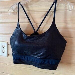Zyia Active Black Blue Metallic Light n Tight Sports Bra Size XXL